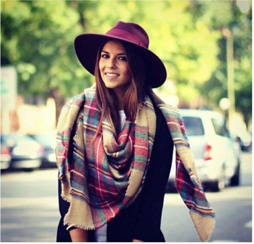 2017 Women blanket Scarf Cozy Oversized Tartan Tassel Scarf New Wrap Grid Shawl Lattice Neck plaid Stole