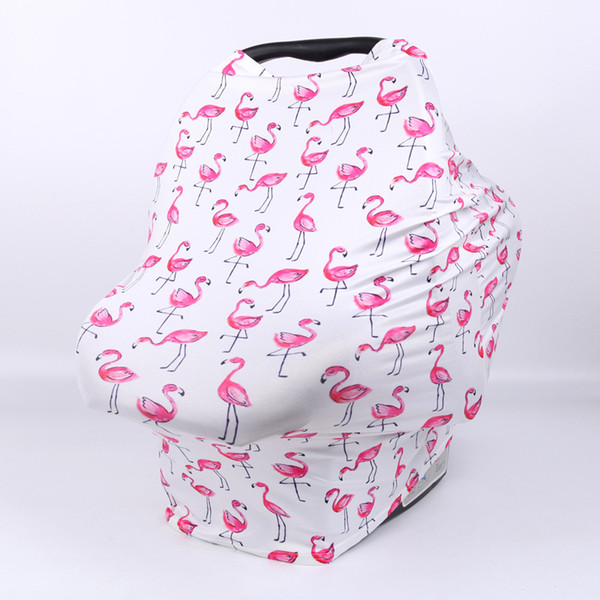 Baby Car Seat Cover Canopy Cartoon Printed Nursing Cover Multi-Use Stretchy Infinity Scarf Breastfeeding Shopping Cart Cover