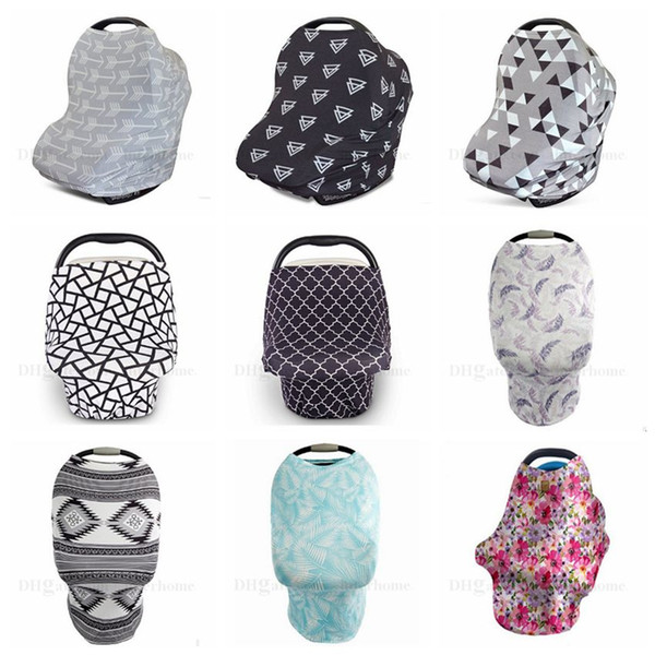 Nursing Buggy Cover Newborn Baby Breastfeeding Canopy Stroller Chair Covers Infant Floral Geometric Striped Stroller Car Seat Cover H556