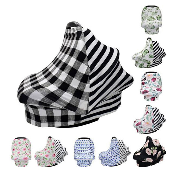 Color Blocking new designs multifuncational baby car seat cover nursing scarf shopping cart cover mix designs DHL free shipping
