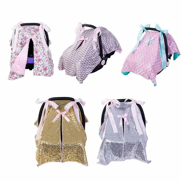 Baby Car Seat Blanket Cover Fashion Bow Newborn Baby Girls Soft Safety Car Seat Canopy Nursing Cover Multi-use Blanket new
