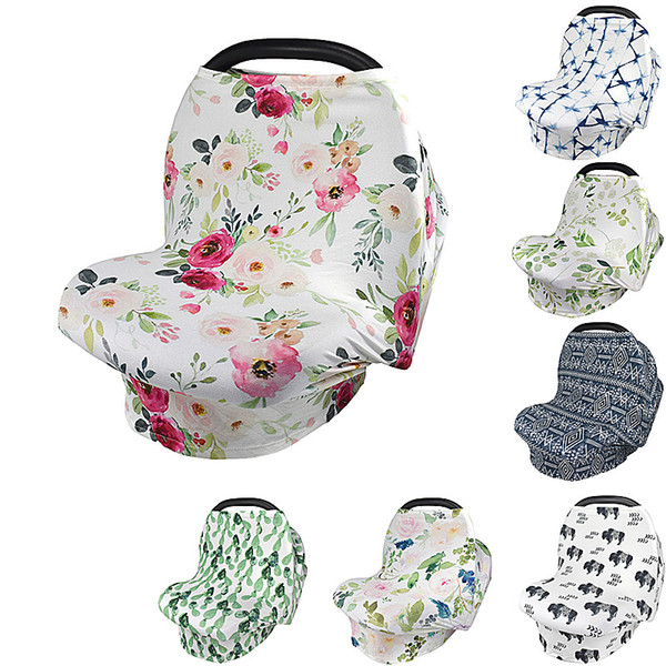 Baby shopping cart cover carseat canopy geometric floral multi use stretchy infant car seat cover boys girls