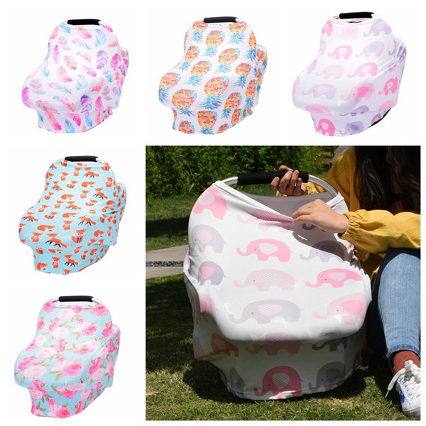 Baby Nursing Covers INS Fox Toddler Car Seat Canopy Cover Stretchy Shopping Cart Covers Breast Feeding Supplies 5 Animal Designs YW2184