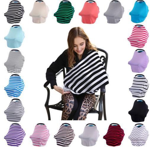 Multi-Use Stretchy Baby Nursing Breastfeeding Privacy Cover Scarf Blanket Stripe Infinity Scarf Baby Car Seat Accessories