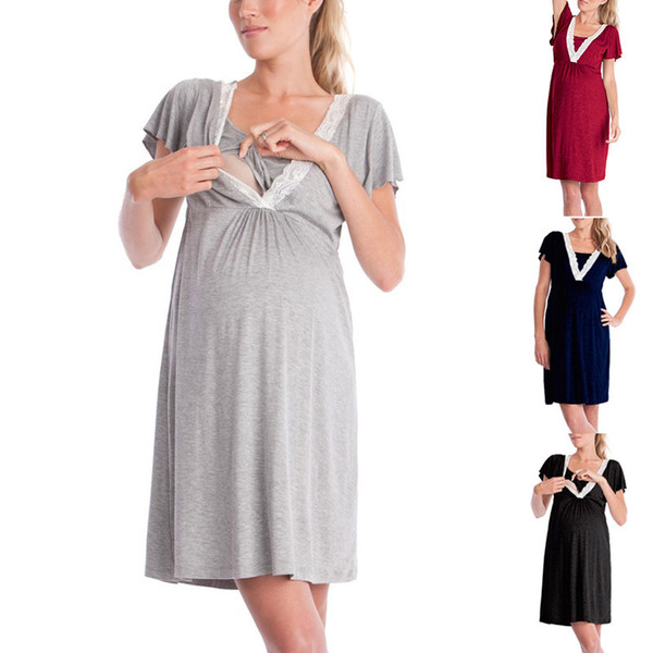 2018 Fashion Mother Breastfeeding Dress Nursing Clothes Summer Women Lace Dresses Mix Color