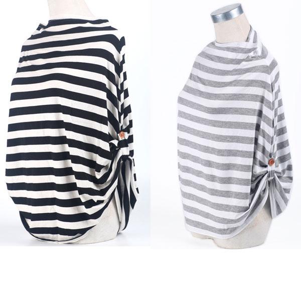 Upgraded multi-use nursing cover scarf with button infant baby car seat cover canopy stripe infinity scarf gray and black color