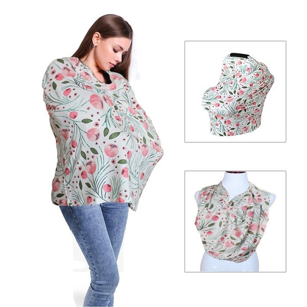 Baby Nursing Cover for Newborn Shopping Cart Cover Infant Cart Seat Canopy High Chair Cover Baby Gift Floral Breastfeeding Scarf