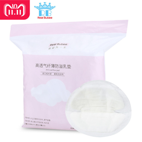 Real Bubee 100pcs Breastfeeding Disposable Breast Nursing Pads Breathable Slim Super Absorbency Cotton Breast Pad Nursing Pads