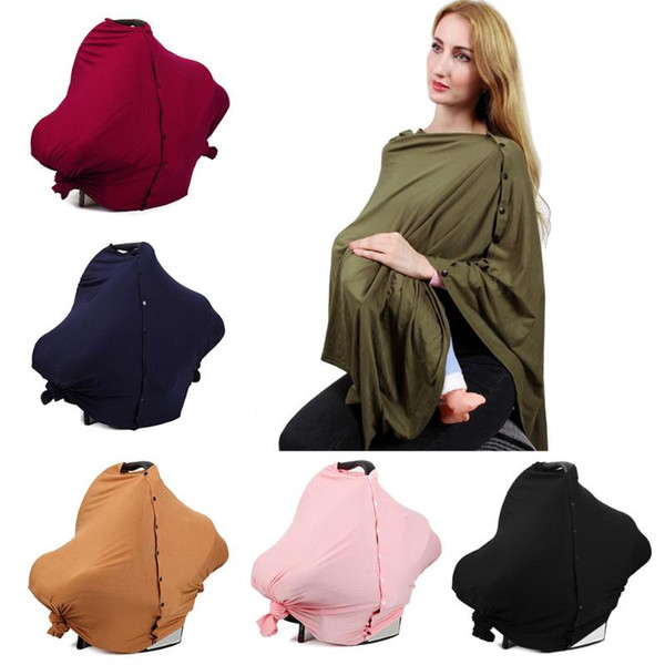 Breathable Nursing Cover Scarf for Mum Multifunctional Breastfeeding Shawl Baby Car Seat Canopy Buttons Nursing Cover for Babies