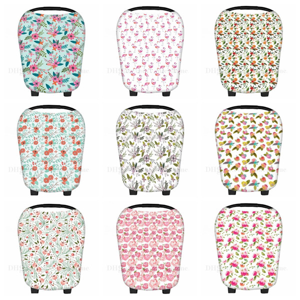 Nursing Buggy Cover Newborn Baby Breastfeeding Covers Canopy Stroller Chair Covers Infant Floral Flamingos Stroller Car Seat Cover H615