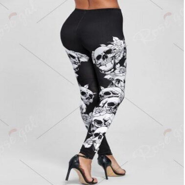 Dunhuang 2018 summer new style foreign trade, European and American style Halloween skull print tight bottompants