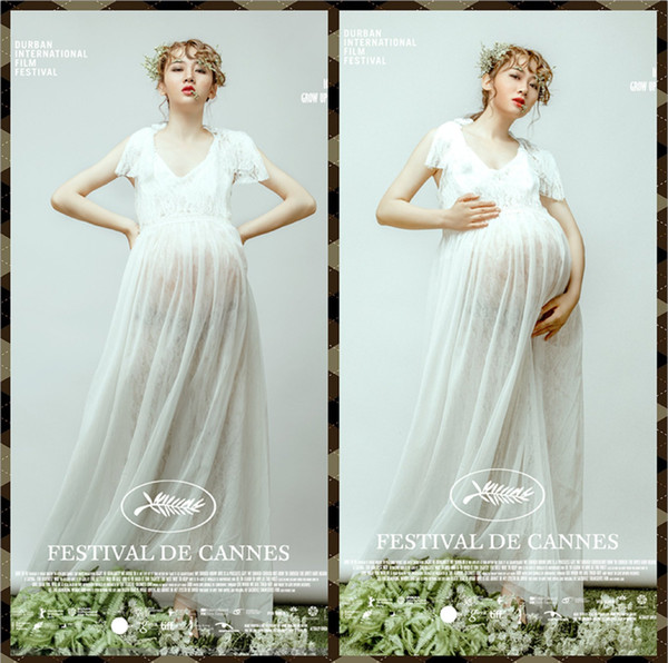 Photography Maternity Dress Maternity Photography Props Pregnancy Clothes for Pregnant Women Long White Lace Dress