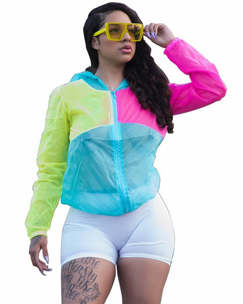 Letter Print Women Designer Coat Sunscreen Jacket Patchwork Sun Protection Jacket Tops Hooded Thin Brand Windbreaker Streetwear S-XXL C71505