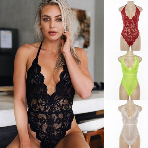 1PC Hot Sales See-through Lace Bodysuits Sexy Lingerie Lace Bodysuit Women Summer Body Jumpsuit Lingeries S/M/L Free Shipping