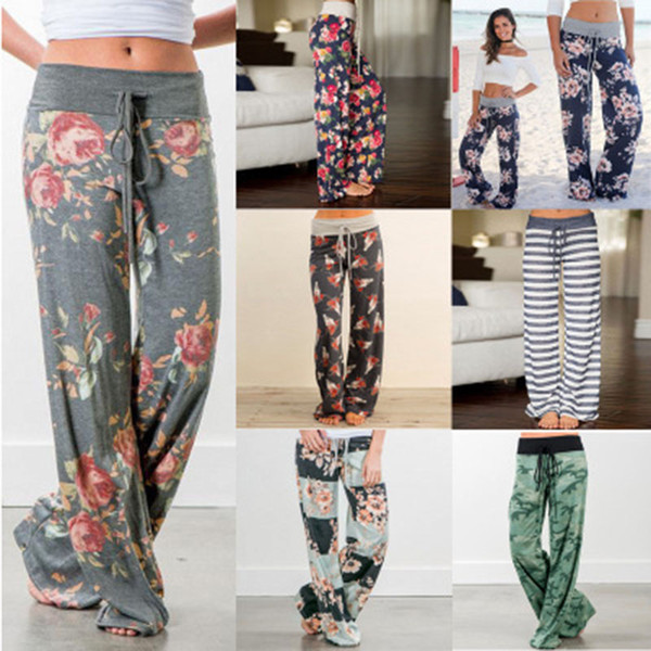 Women Floral Yoga Trousers 32 Styles 2020 Summer Wide Leg Pants Loose Sport Harem Pants Boho Long Pants Marternity Bottoms Z0470