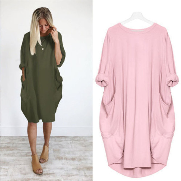 Autumn Long Sleeve Casual Loose Maternity Clothes For Pregnant Women Vestidos Gravidas Lady Dress Pregnancy Dresses Q190521