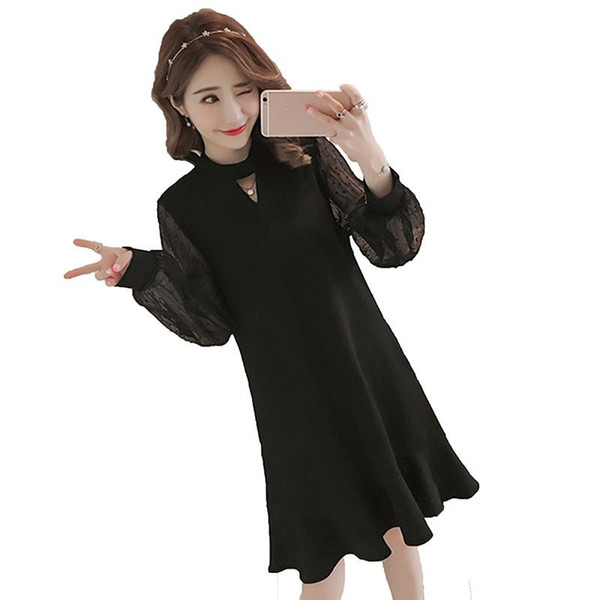 2019 New Maternity Clothing Elegant Comfortable Nursing Dress Pregnant Women Loose Mesh Patchwork Ruffles Pregnancy Dress Q519