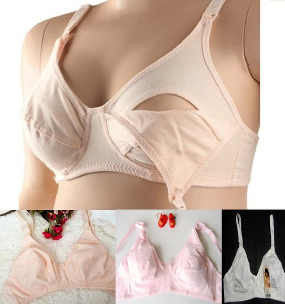 100% cotton maternity bra stage wireless nursing bra front opening buckle full cup breast feeding bra underwear pink nude white