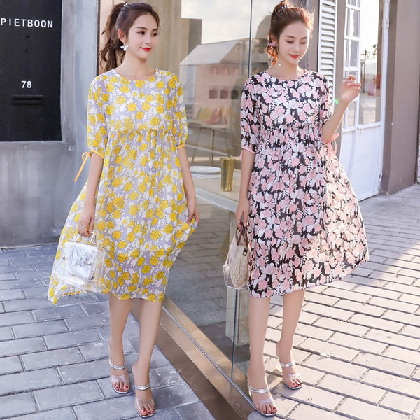 Flower Print Chiffon Maternity Dress Summer Fashion Clothes for Pregnant Women Pregnant Dresses For Women Pregnancy Clothes