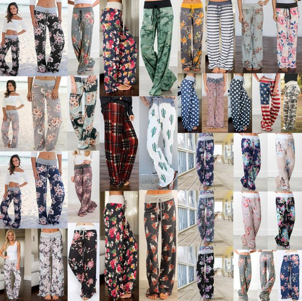 Women Floral Yoga Palazzo Trousers 27 Styles Summer Wide Leg Pants Loose Sport Harem Pants Boho Long Pants Marternity Bottoms 6pcs OA5197