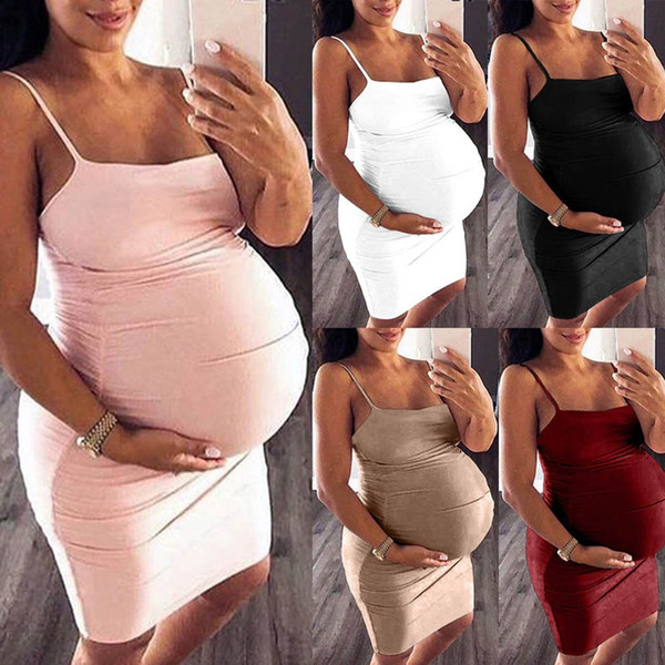 clothes for pregnant women Solid Sleeveless Pregnant Maternity Dress Maternity Props Bodycon Casual Mini Dresses Dropshipping C22