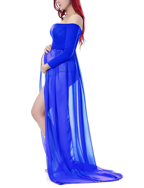 New Maxi Maternity Gown SPLIT FRONT Chiffon Gown Sexy Maternity Photography Props Maternity Dress Photo Shoot