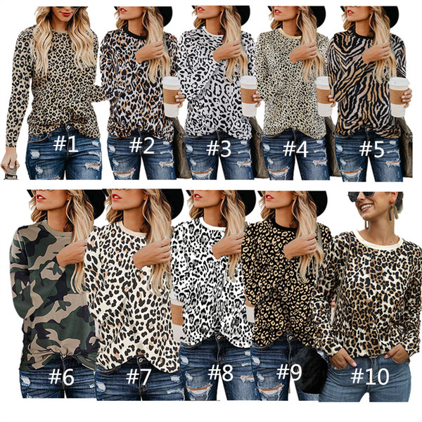 Leopard Print Women T Shirt Autumn Pullover Long Sleeve O-neck T-shirt Fashion Designer Sweatshirt Tops Casual Blouse Girls Top Clothes 2020