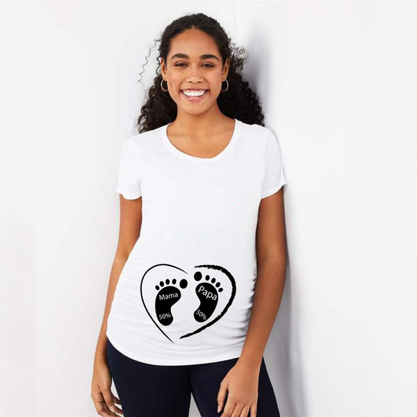 Maternity T shirt Tees Pregnant Women clothing baby footprint Simple All-matched 2019 Summer 7 color