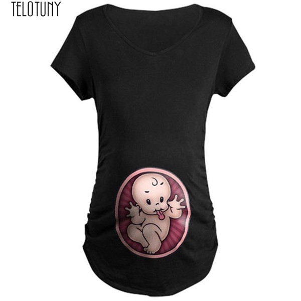 TELOTUNY Maternity Cute Baby Print blouse Maternity Cute Baby Print O-Neck Short Sleeve T-shirt Pregnant Tops short sleeve