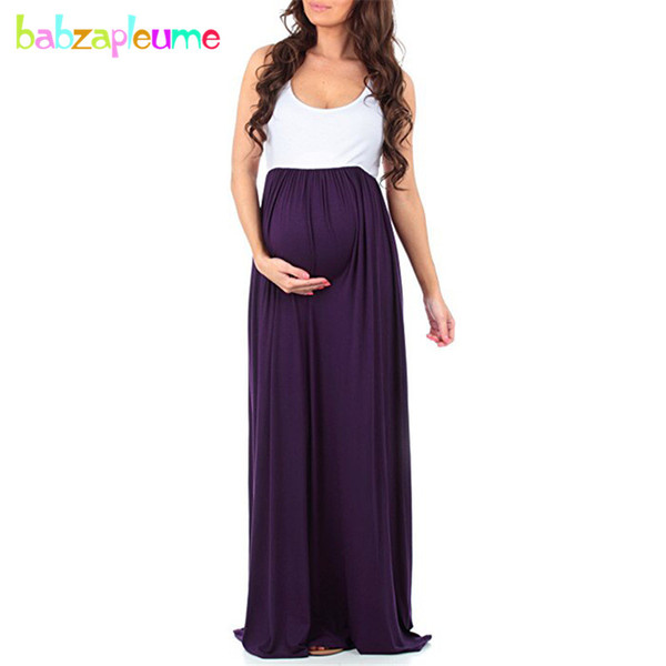 babzapleume Summer Pregnancy Dresses For Women Maternity Plus Size Beach Long Dress Elegant Sleeveless Pregnant Clothes BC1720-1