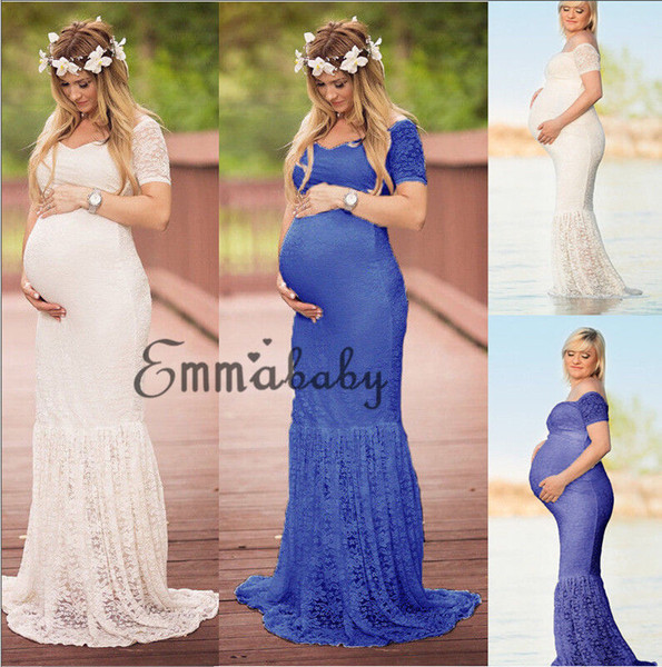 Fashion Pregnant Women Photography Dress Maternity Maxi Party Dresses Lace Gown Clothes