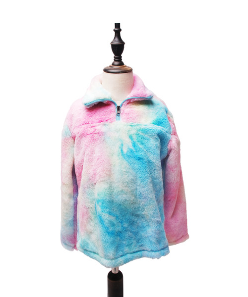 Kids Tie Dye Sherpa Coat Colorful Gift Pullover Coat Worm Sweatshirt Gift Shirt for Kids DOM1061356