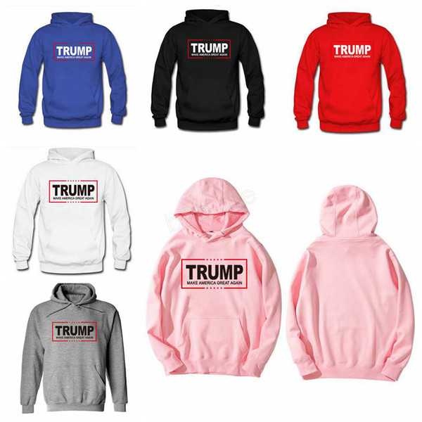 Men Women Donald Trump 2020 Hoodie Unisex Hooded Sweatshirts Pullover Make America Great Again Fleece Hip Hop Outwear LJJA2901-16