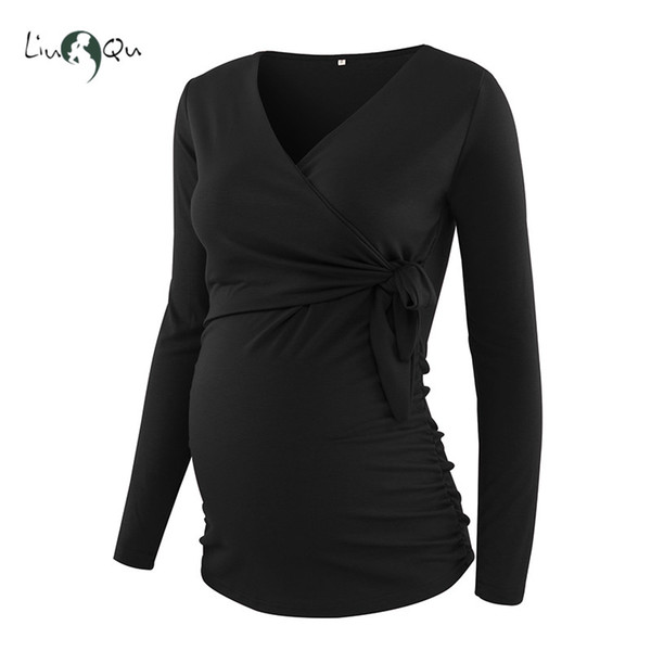 Womens Clothing Maternity Clothes Pregnancy Nursing Blouses Long Sleeves Pleats Maternity Breastfeeding Flattering Pregnant Tops