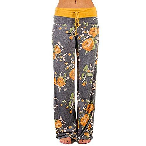 Women's Comfy Casual Pajama Pants Floral Print Drawstring Lounge Wide Leg Boho Baggy Harem Hippie women Yoga Palazzo Beach Trousers Pants