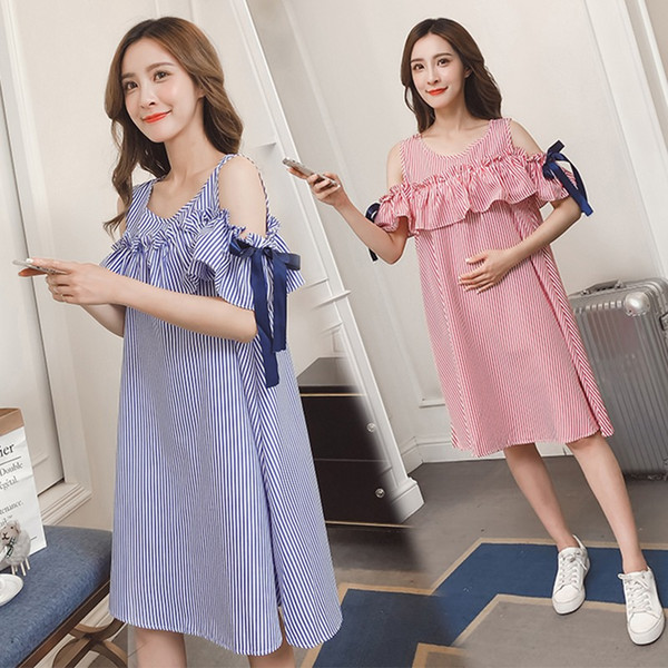 Summer new maternity dress Korean fashion out breastfeeding wear strapless A word skirt breastfeeding skirt dress