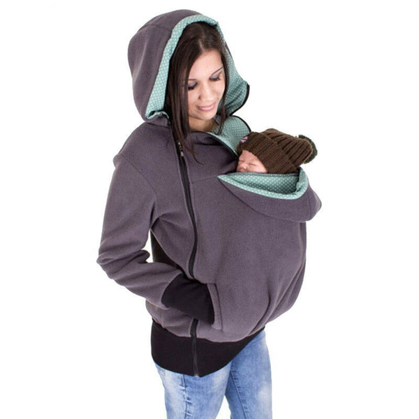 Multifunctional Maternity Kangaroo Hoodies Baby Carrier Jacket Casual Winter Zipper Coat For Pregant Women Thickened Hoodies 6 colors C9