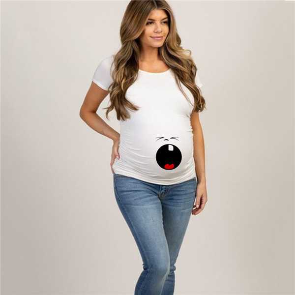 Summer Funny Cartoon Print Pregnancy T-Shirt Tops Maternity Clothing Plus-Size Short Sleeve Pregnant Women Hot Sale T-Shirts