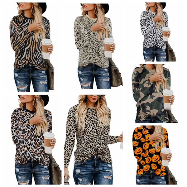 Women Leopard T-shirt Long Sleeve Autumn Winter Tops Tees Girl O Neck Hoodie Casual Women Clothing Cotton Tops GGA3073-4