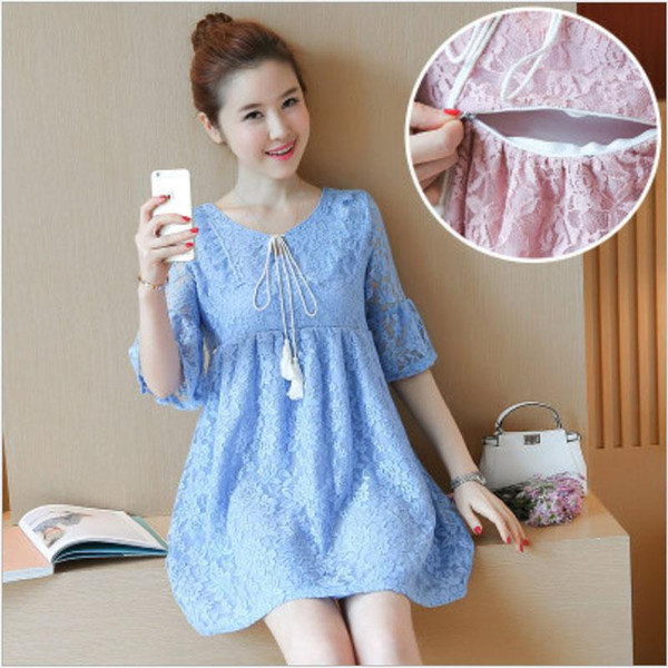 2017 New Lace Maternity Nursing Dress for Pregnant Clothes Women Maternity Dresses Breastfeeding Nursing Clothes Size M-2XL