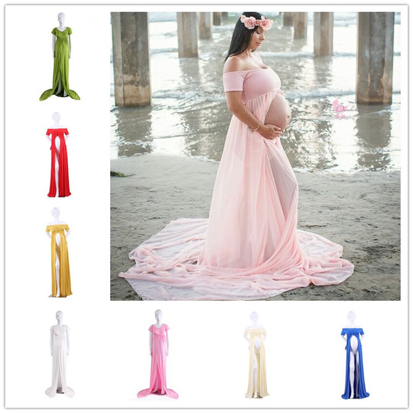 Free Size Pregnant Dress elegant Maternity Gown Split Front Photography Dress for Photo Shoot Women Pregnancy Long Dress Free DHL WND01