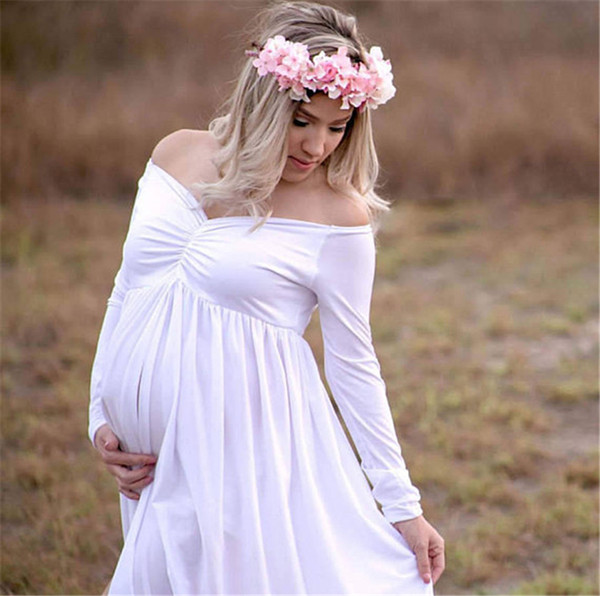 Pregnant Dress elegant Maternity Gown Cotton V collar Split Front Photography Dress Women Large Size Chiffon Casual Dresses WND04