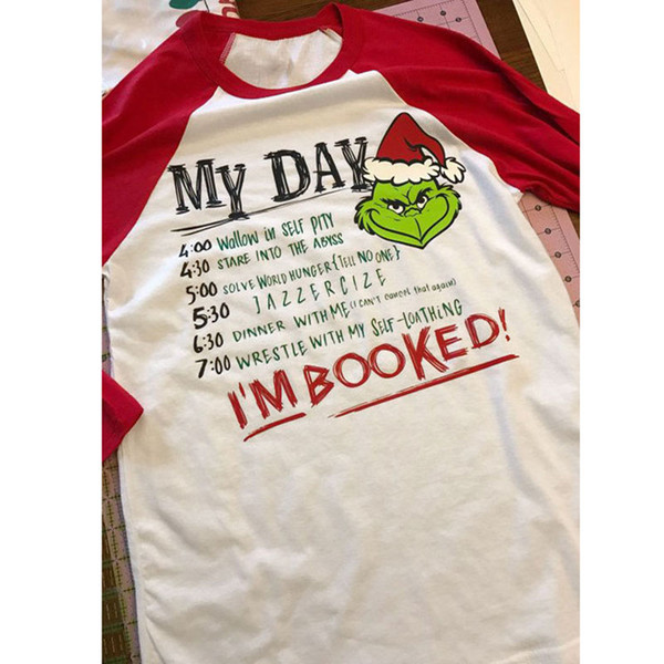 Christmas Grinch print T shirts 2019 spring autumn Pullovers mom women Tees fashion Mama letter Tops Plus Size S-2XL 2 colors C5704