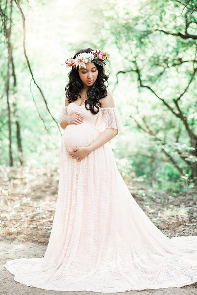 Maxi Maternity Dress for Photo Shoot Maternity Photography Props Pregnancy Clothes for Pregnant Women Long White Lace Dress
