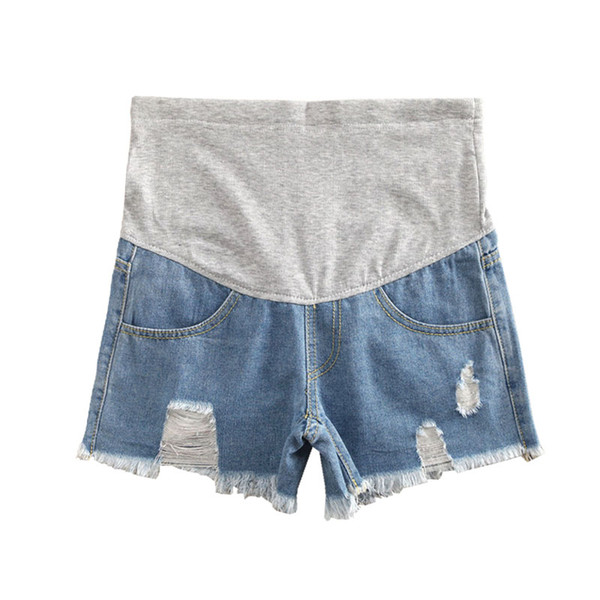 High Waist Pregnancy Shorts For Pregnant Women Clothes Maternity Abdominal Hole Denim Shorts Prop Belly Gravidas Summer