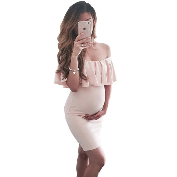 2018 Summer Dress Women Pregnant Shoulderless Ruffles Nursing Maternity White  Large Size Clothes Photography Props S-XXXL