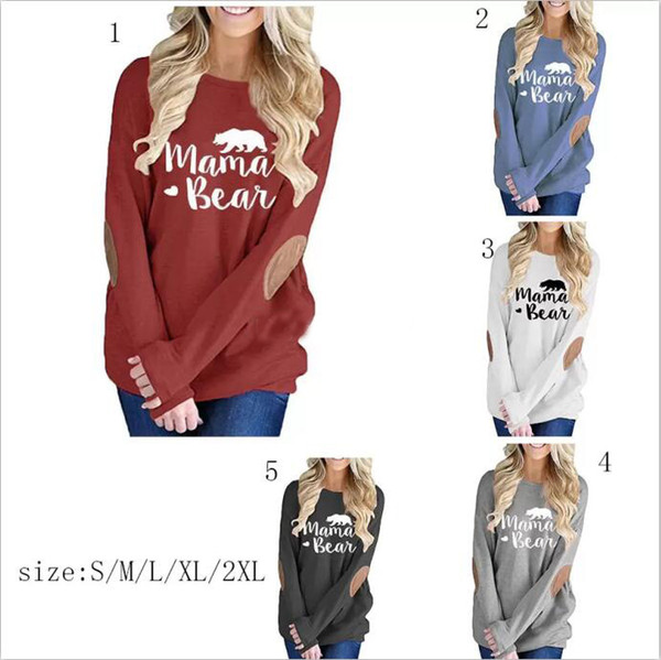 Mama Bear Graphic T shirts autumn Patched Monogram Pullovers Moms women Tees 2018 fashion Mama Tops Plus Size S-2XL 15 styles