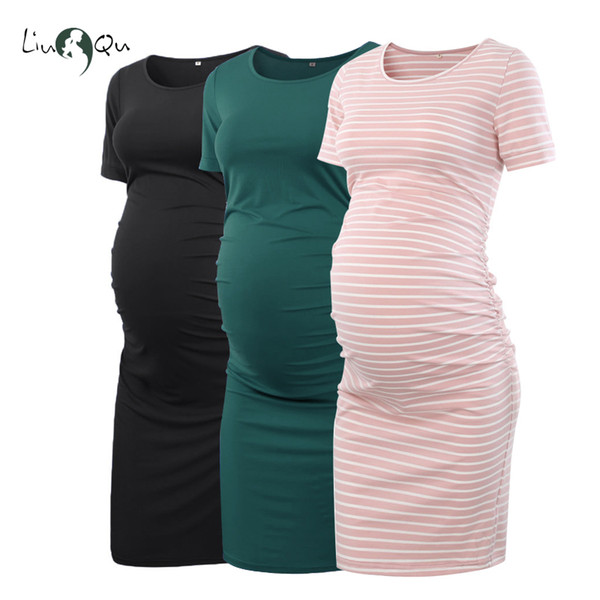 Pack of 3pcs Women's Side Ruched Maternity Clothes Bodycon Dress Mama Casual Short Sleeve Wrap Dresses Womens Clothing Plus Size