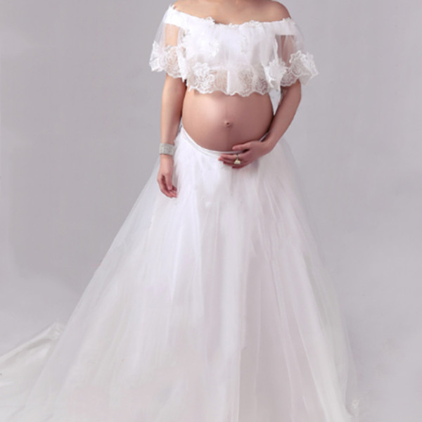 Maternity Dress Lace White Maternity Photography Prop Fashion Photo Shoot Clothes For Pregnant Women Pregnancy Dresses Envsoll