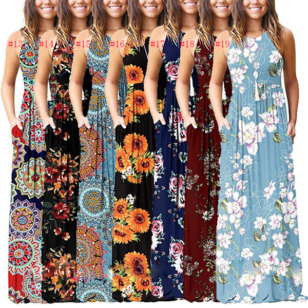 2019 Spring And Summer Print Tube Top Bohemian Short Dress Ladies Beach Bohemian Long Beach Dress Vintage Maxi Maternity Dress